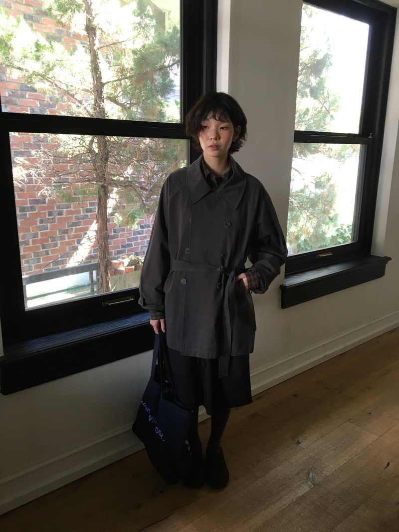 Belted trench half coat (2color)