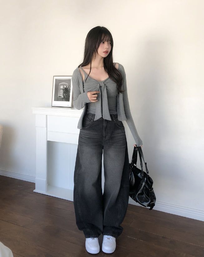 シモーヌ タイリボンカーディガンセット