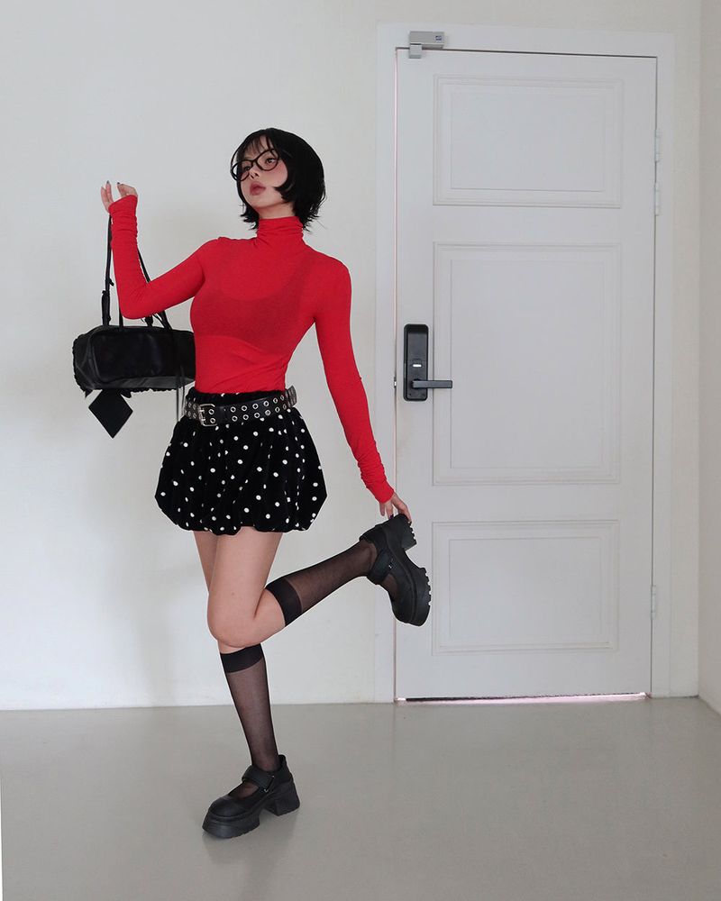 Dot Balloon Pumpkin Velvet Shorts