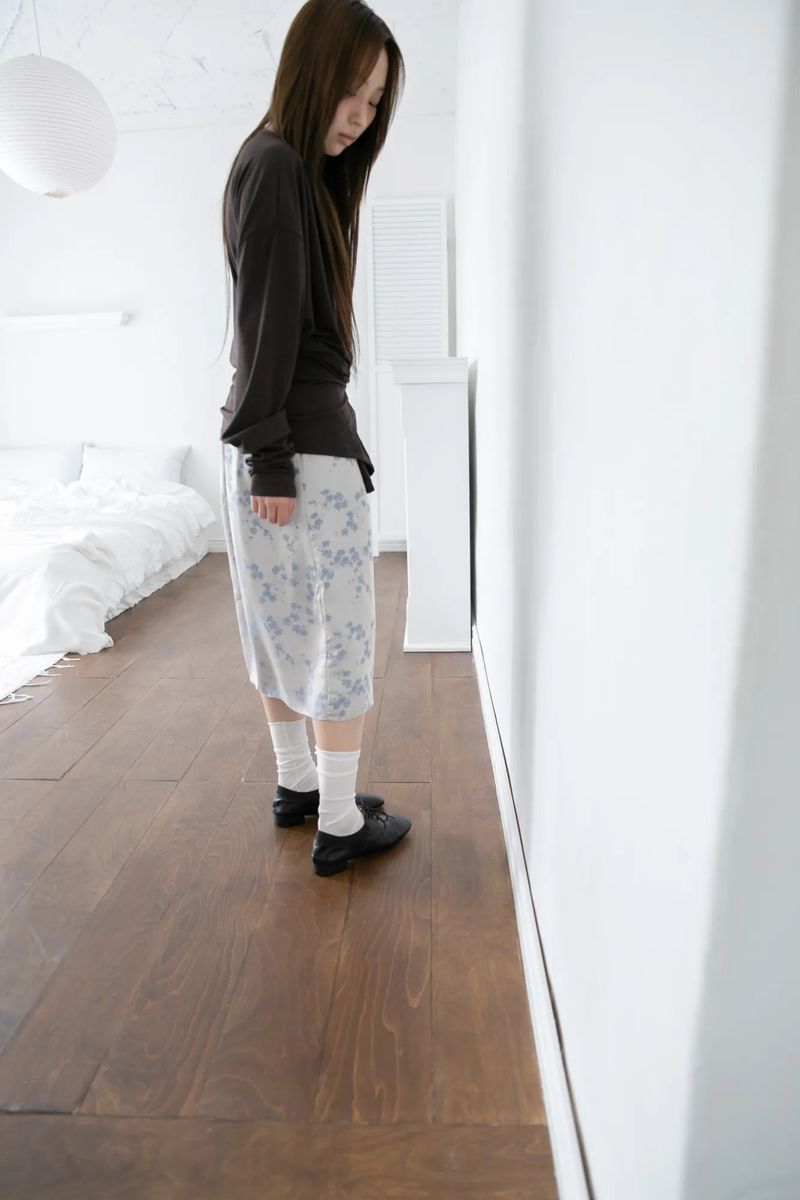 pale floral midi skirt(3colors)