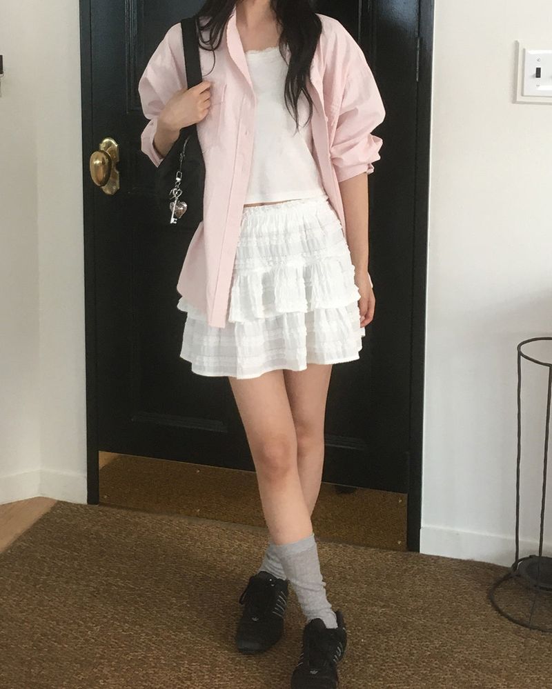 Pecu lace frill mini skirt