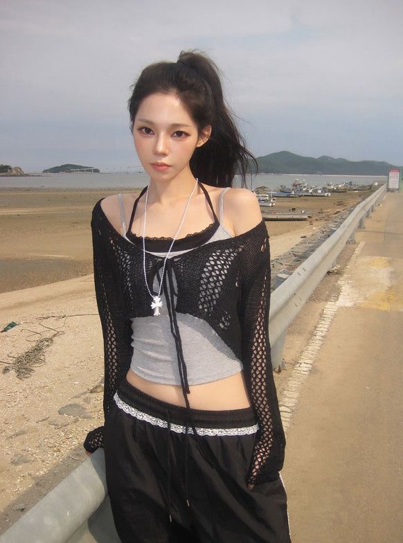 anyonemore（エニーワンモアー）の「Berin Short Vintage Mesh Knit Cardigan（Tops）」