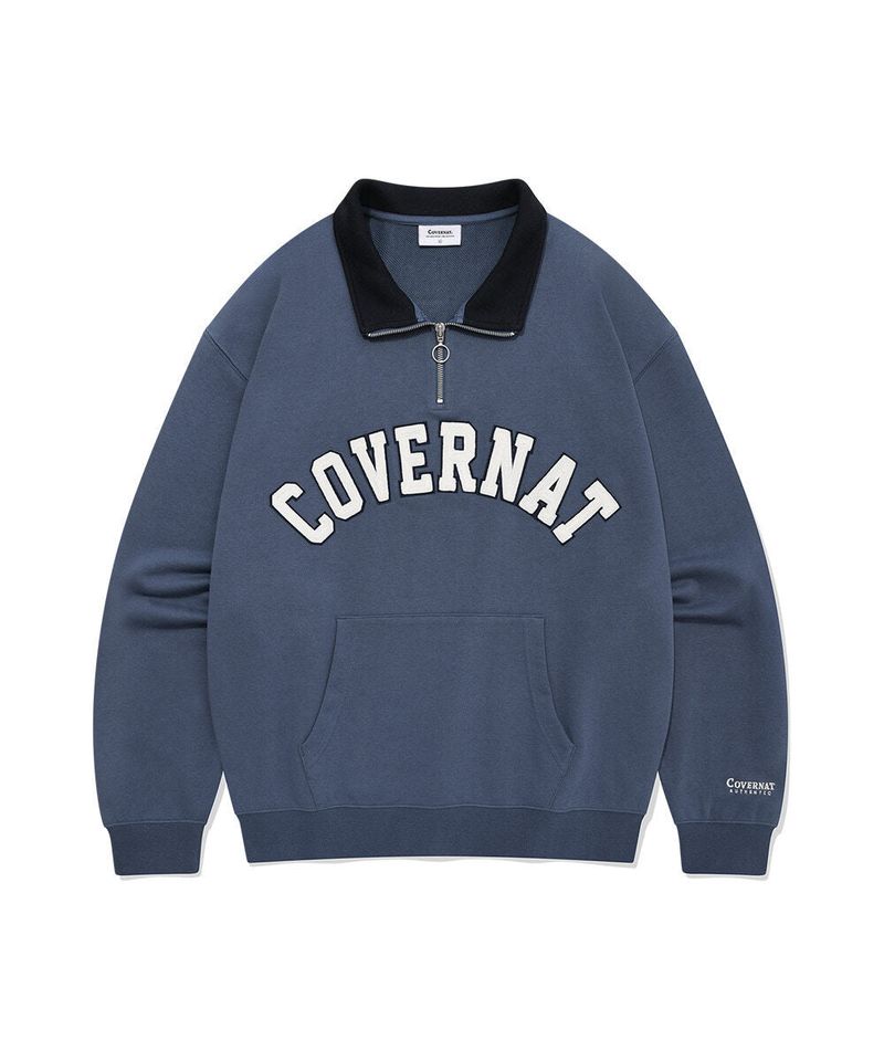 Covernat（カバーナット）の「Arch Logo Half Zip-Up Crewneck Blue（Tops）」