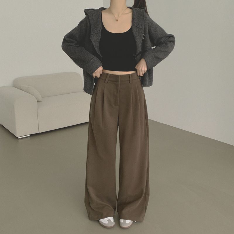Long / woolen napping waist adjustable slacks