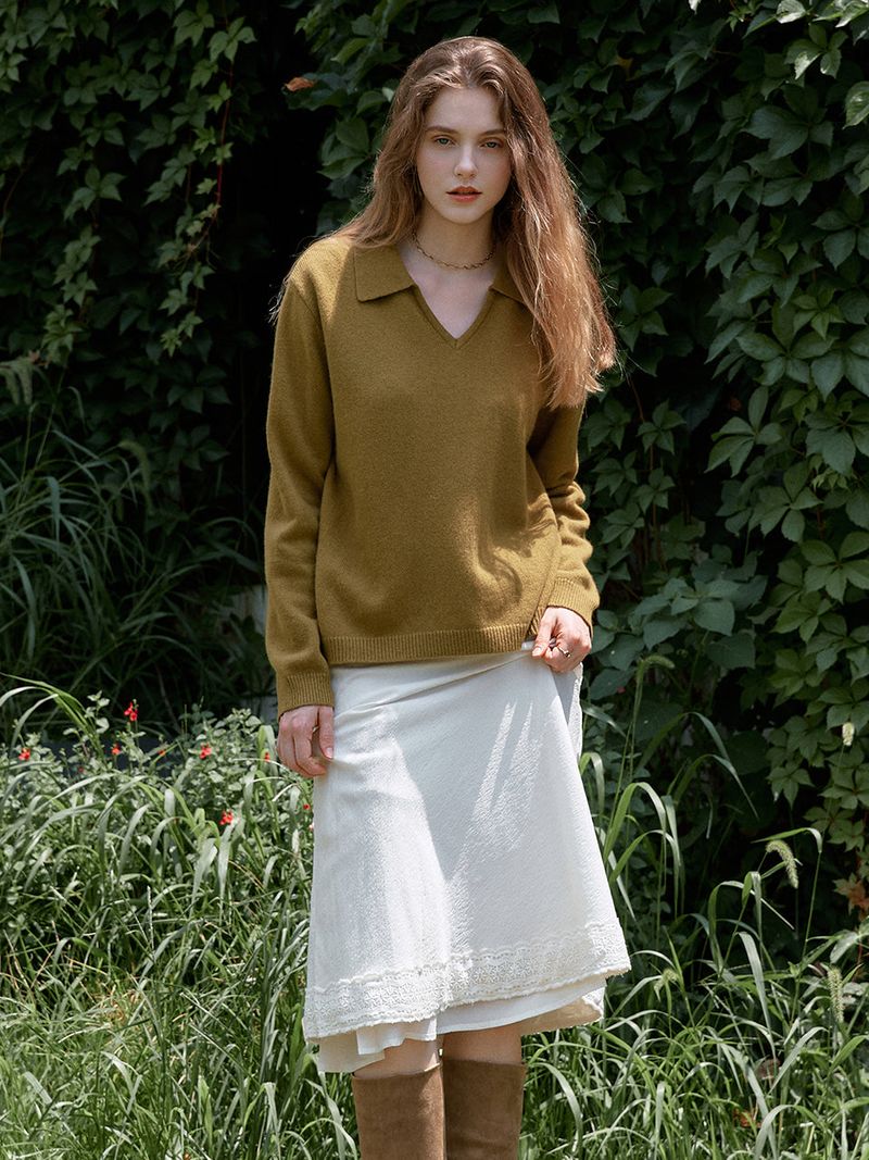 SERIN v-neck collar wool knit
