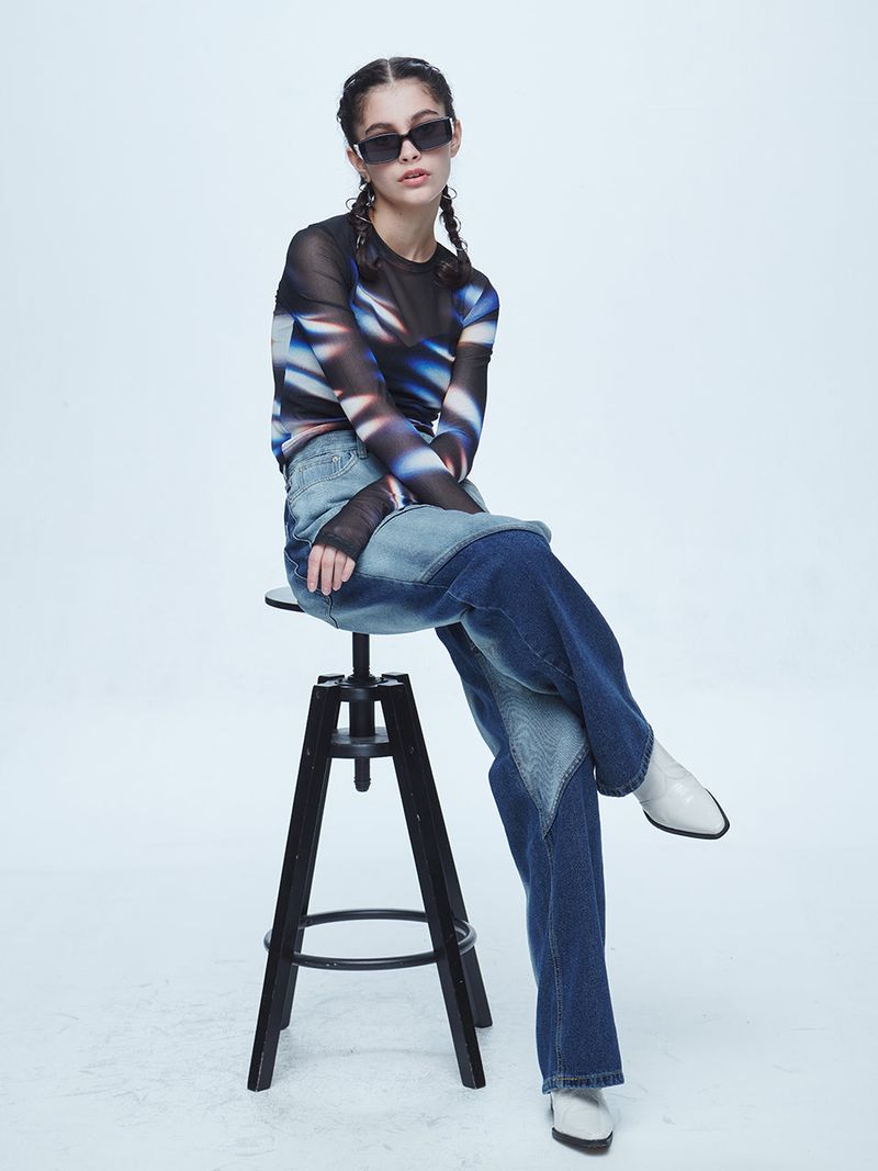 Hyper Brush Washing Wide Denim Pants Blue