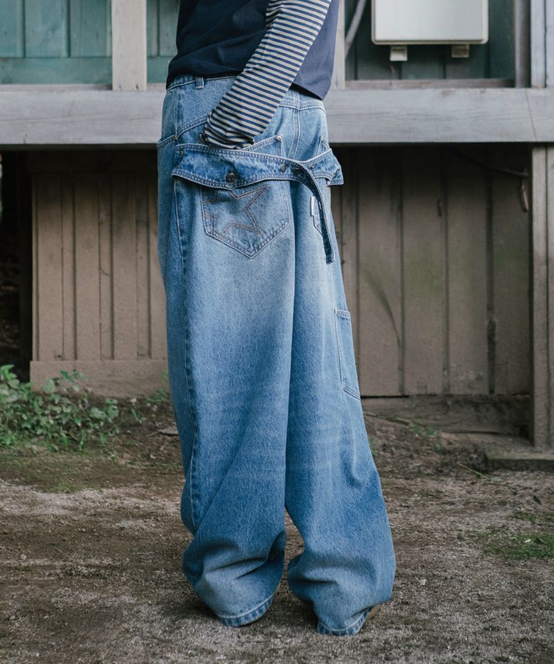 CINCH BACK CURVED DENIM PANTS BLUE(CV2GFFD110A)