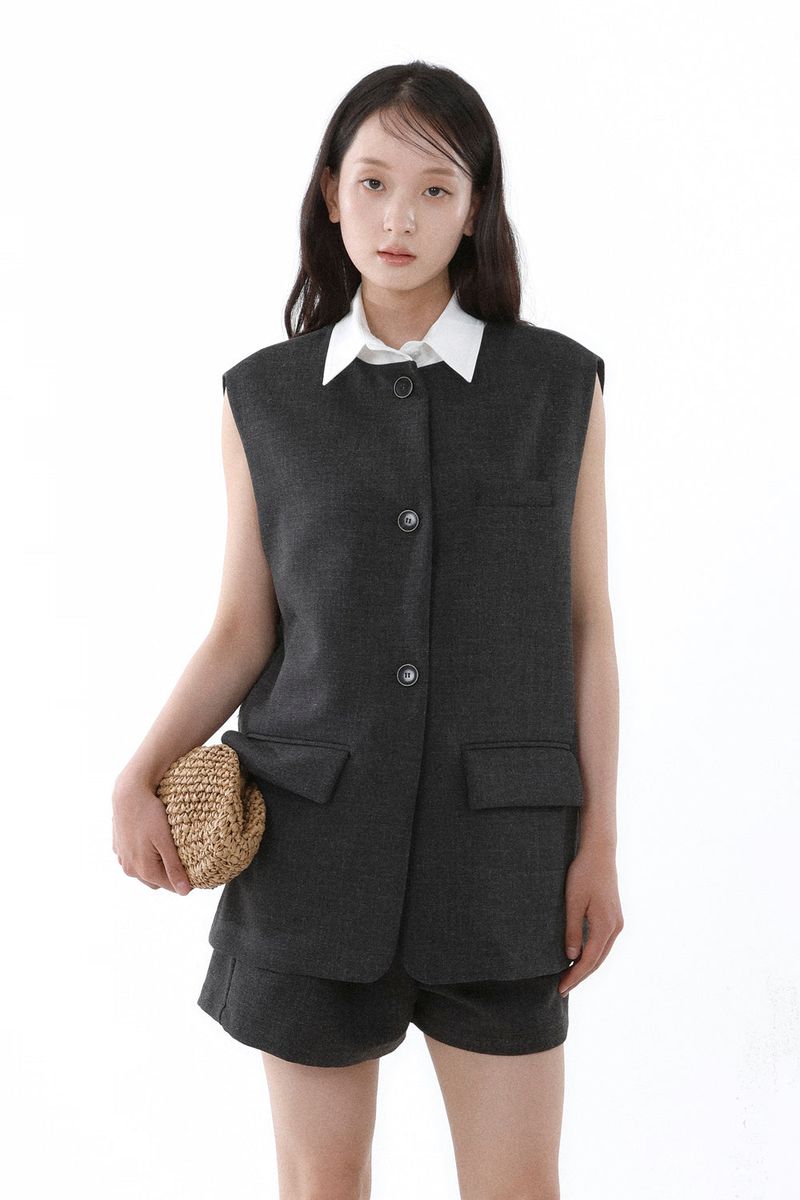 FRONT BELT SHORTS_CHARCOAL