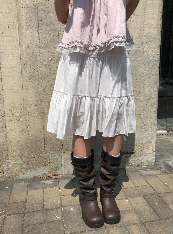 anyonemore（エニーワンモアー）の「Die Tiered Chiffon Banding Midi Skirt（Skirts）」
