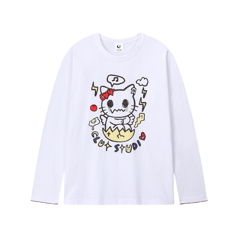 Confused Cat T-shirt - WHITE