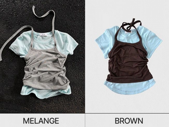 Halter ballet layered top