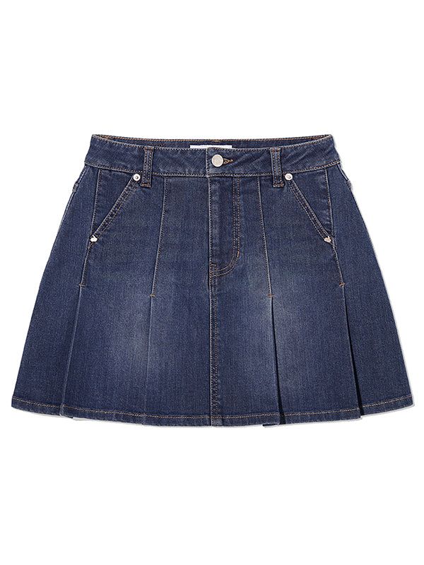 KIRSH（キルシー）の「CHERRY DENIM PLEATS MINI SKIRT [BLUE]（Skirts）」