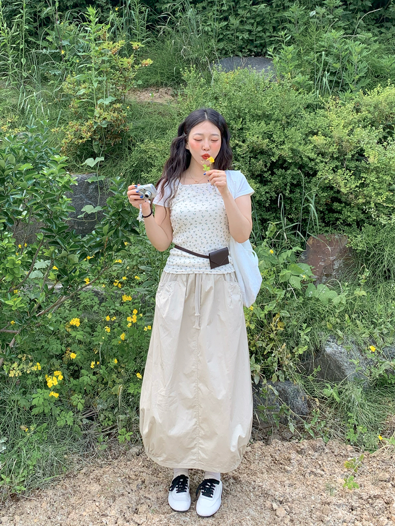 pumpkin balloon pocket long skirt