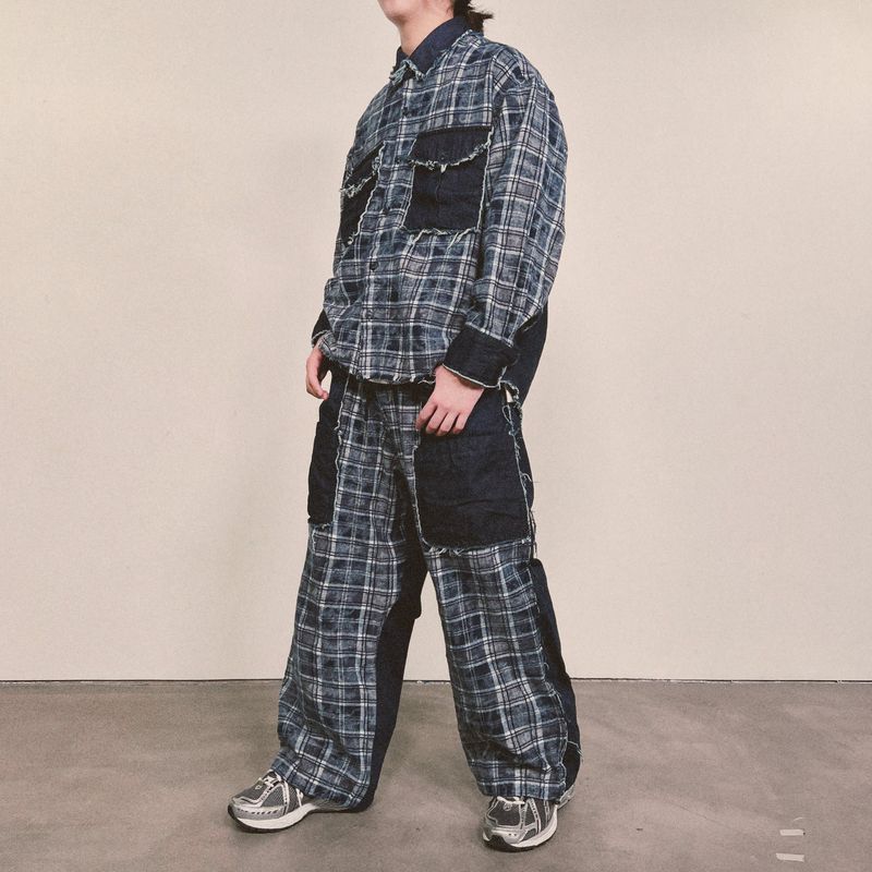 grunge burner check shirt_blue