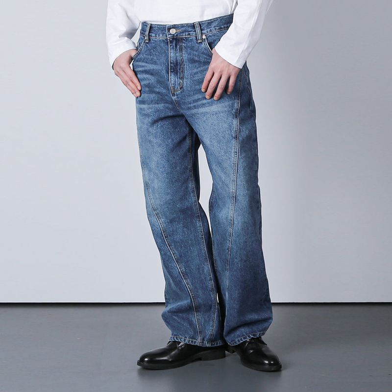 DIAGONAL ARC WASHED DENIM