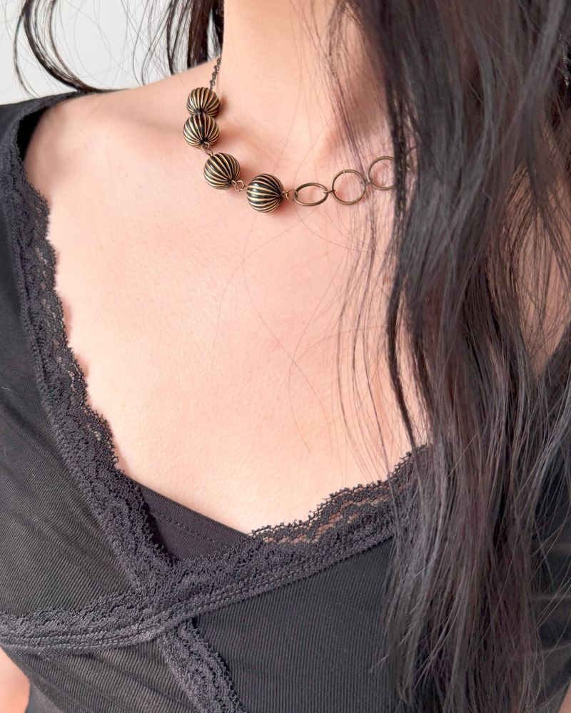 [MADE] Stripe Ball Necklace (gold)