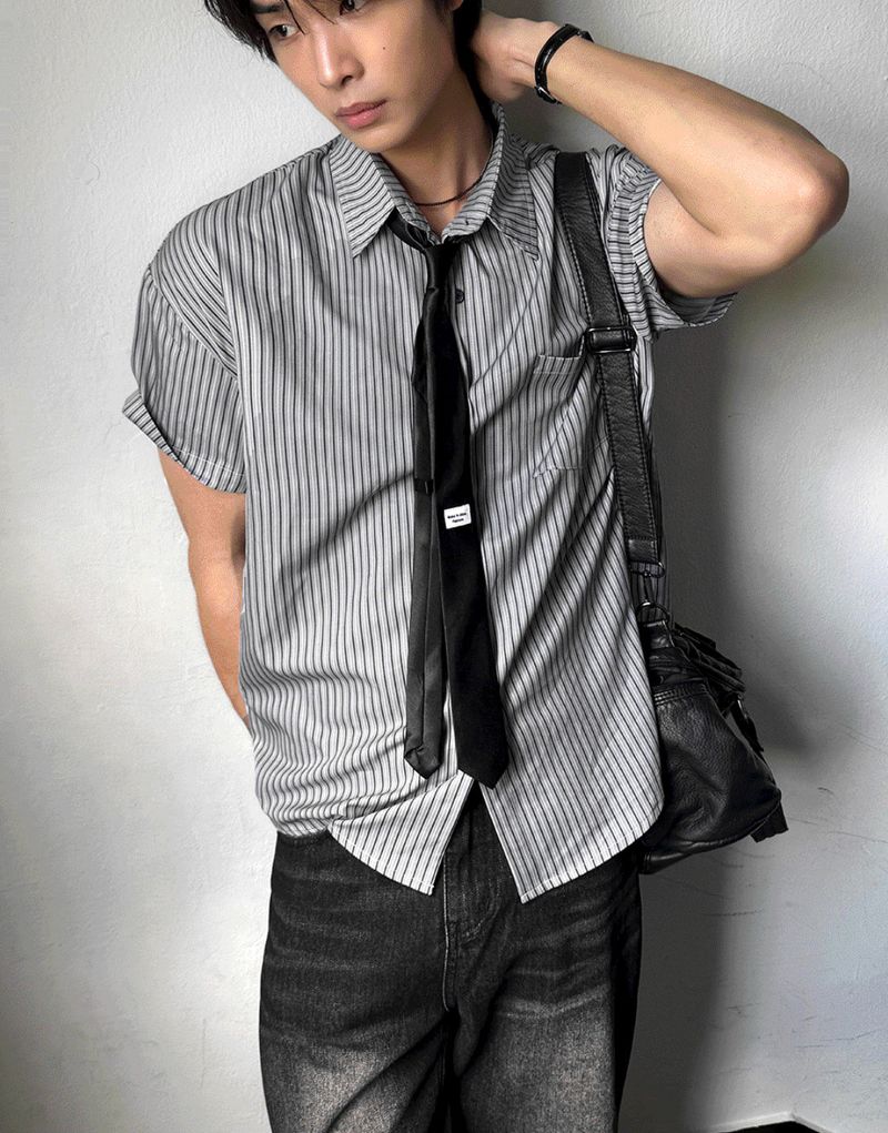 Silk Striped Classic Shirt & Tie Set