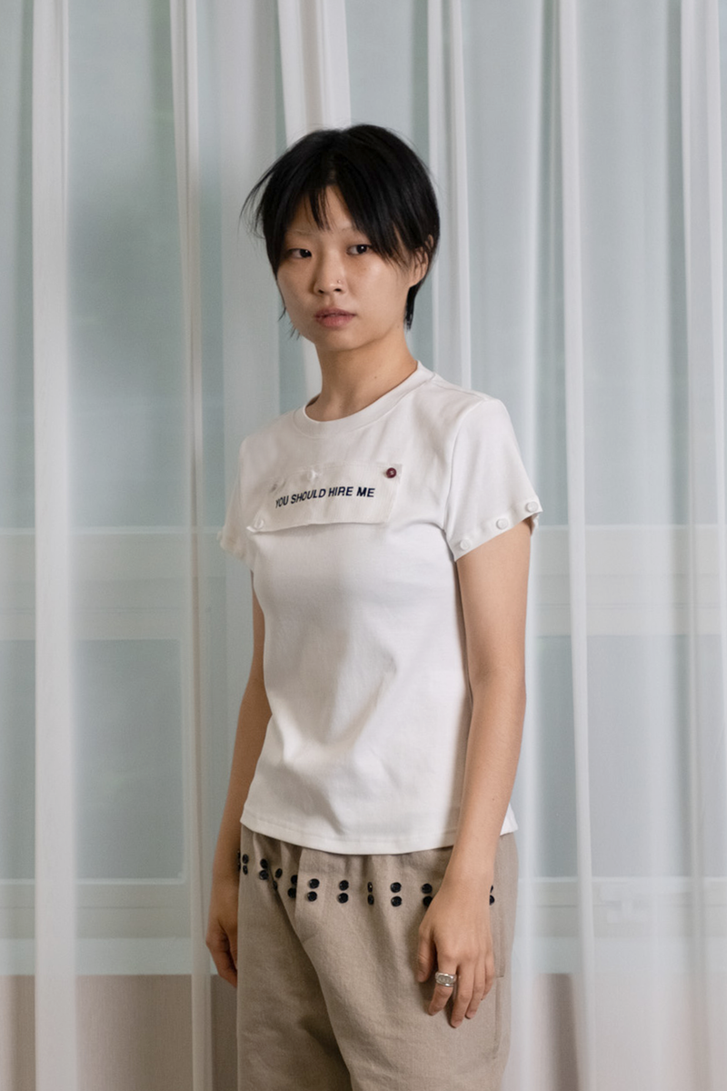 "HIRE ME" CONVERTIBLE LONG SLEEVE (WHITE)