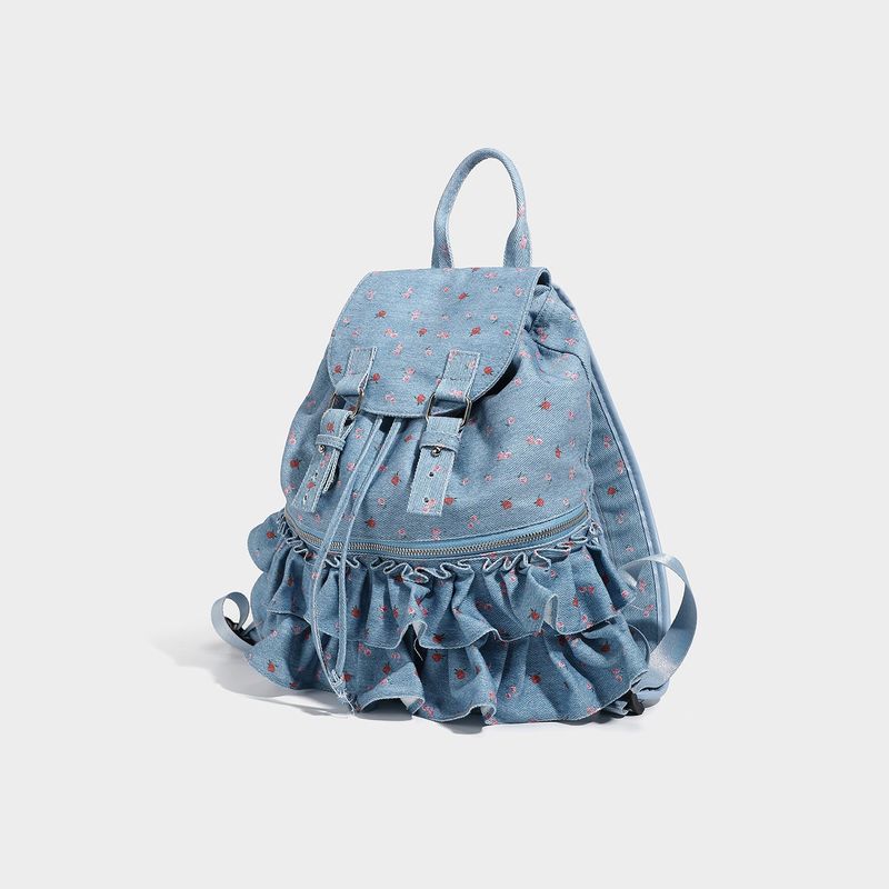French Dot Lace Backpack - Large Capacity Schoolbag & Picnic Backpack