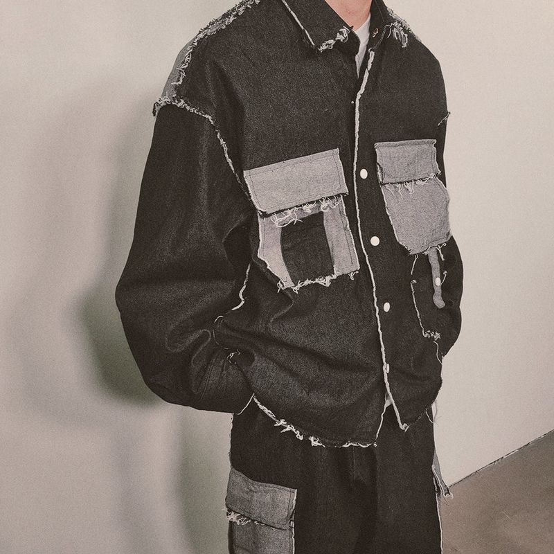 grunge denim shirt_black