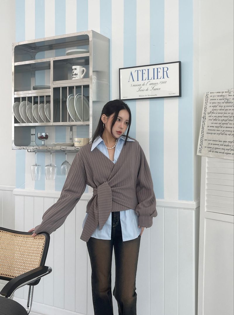 Knit Wrap Blouse