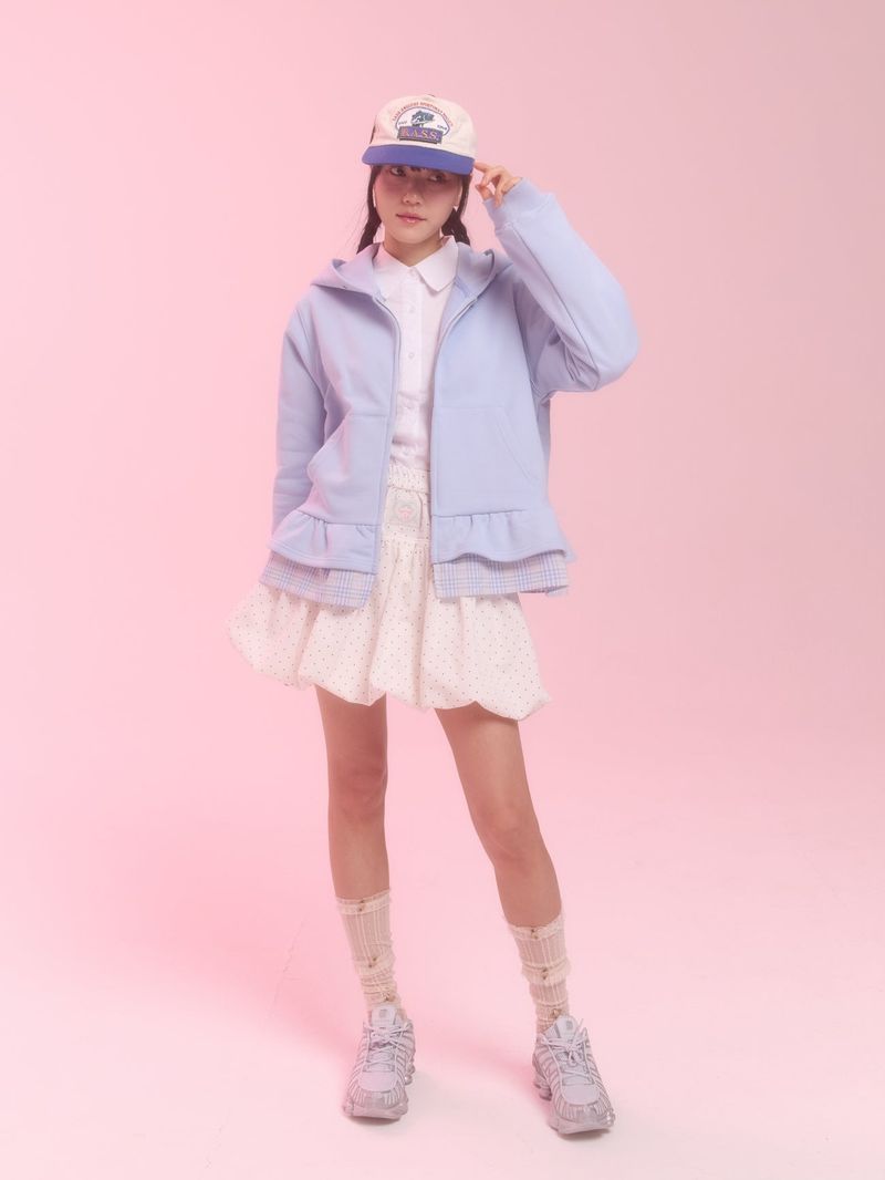  layerd ruffle hoodie_sky blue