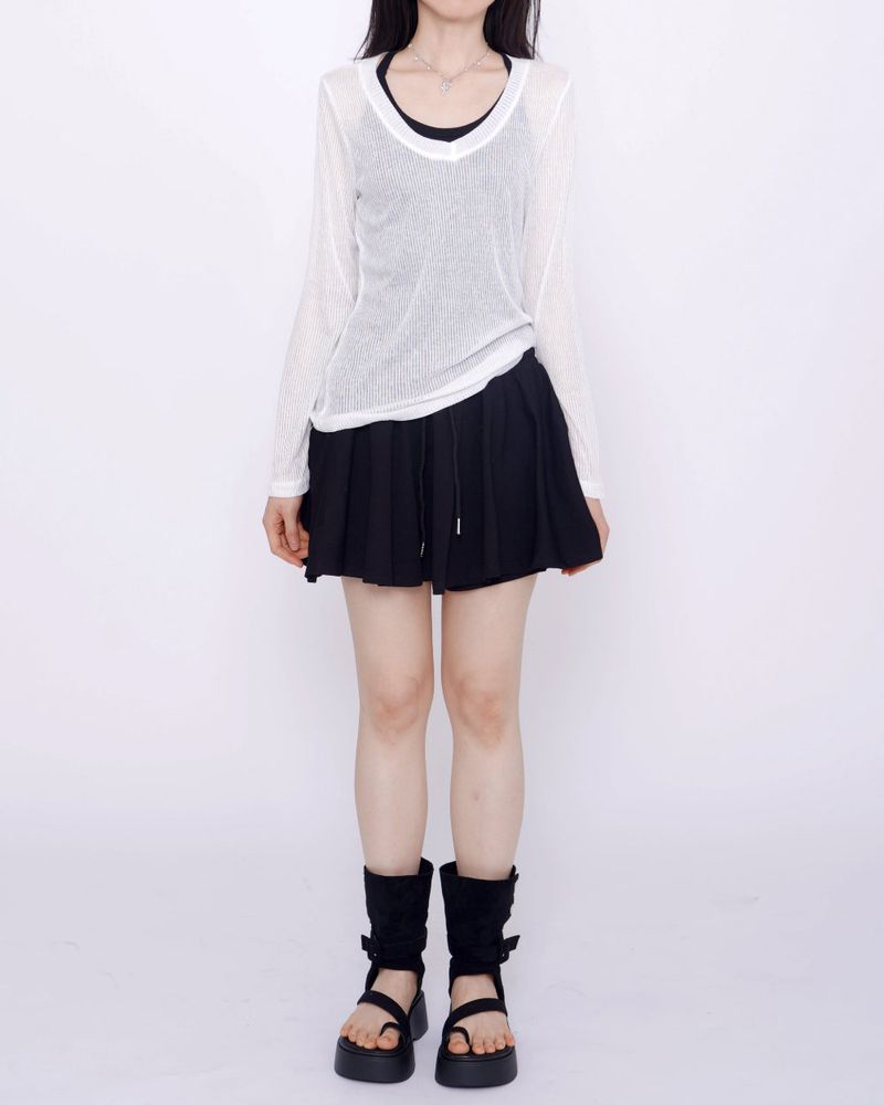 Yeori 3-Piece Set: T-shirt + Sleeveless Bra Top + Elastic Skirt Shorts