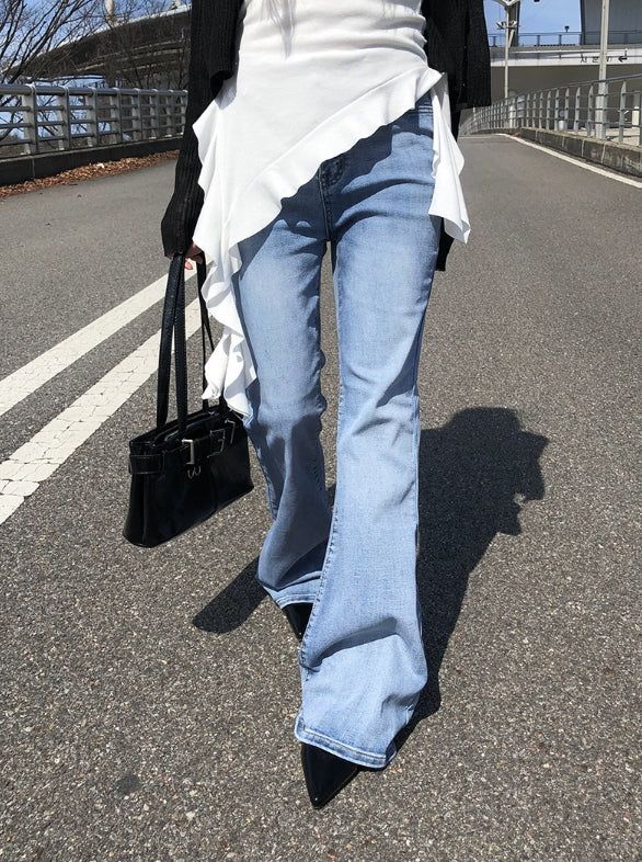 Botu Slim Washing Denim Bootcut Pants