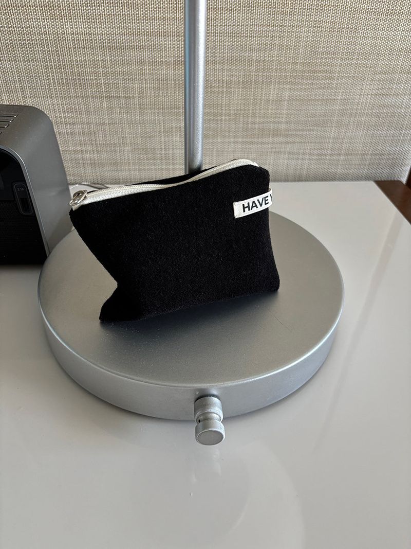Terry flat pouch - black , S size