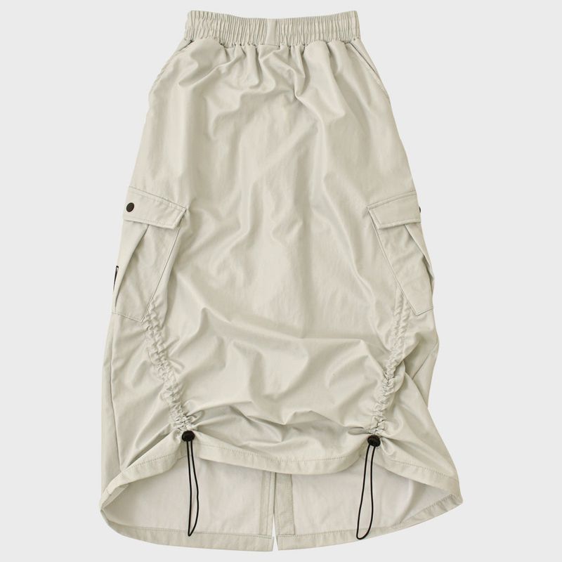 HEART BAND CARGO LONG SKIRTS (CREAM)
