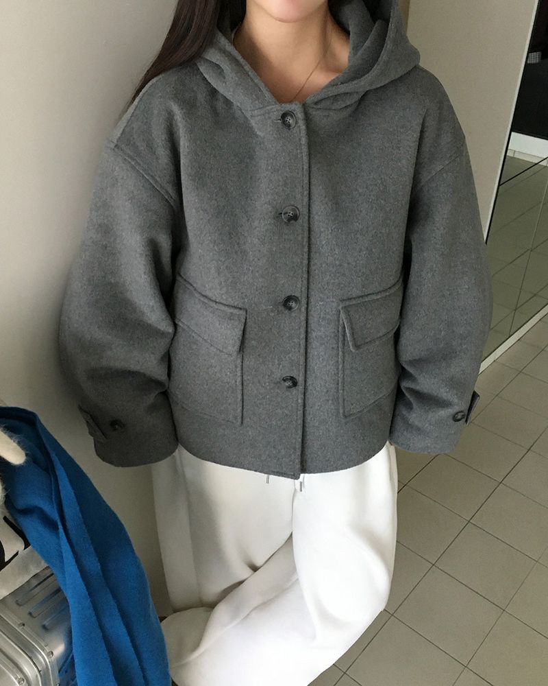 [ORIGINAL] CHILD HOOD WOOL SHORT COAT