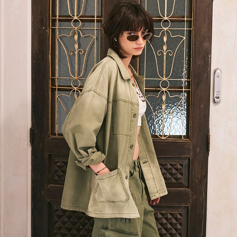 Washed French Work Jacket Khaki
