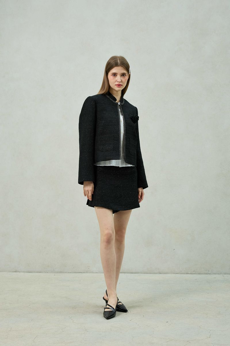 AGLOW TWEED JACKET / BLACK