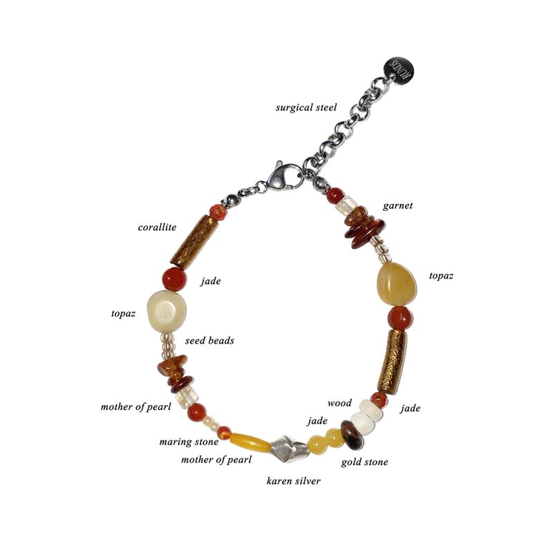 karen silver brown gemstone bracelet 