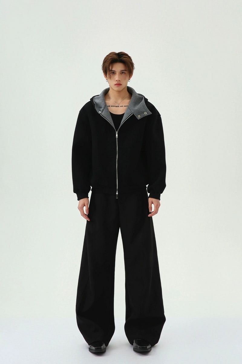 Dual Zip Hooded Sweatshirt Jacket