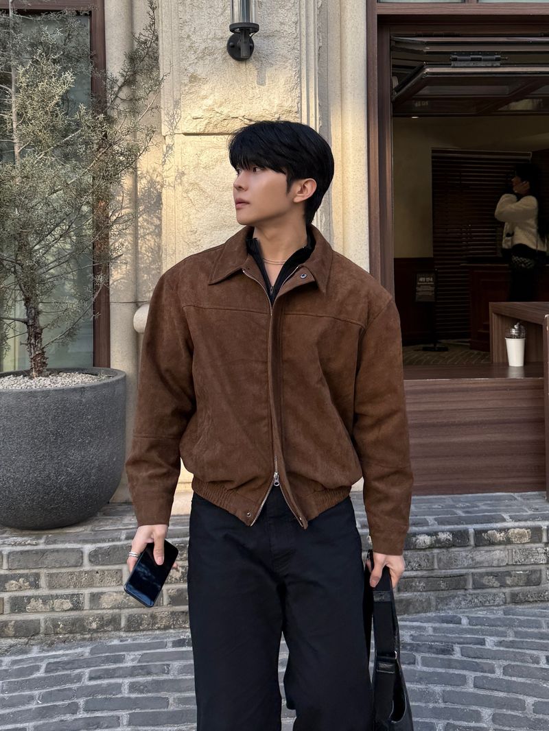 Brandt incision suede cropped jacket