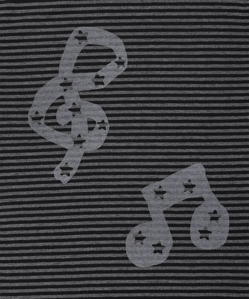 STRIPED MUSIC NOTE LS TEE BLACK(CV2GFFT554A)