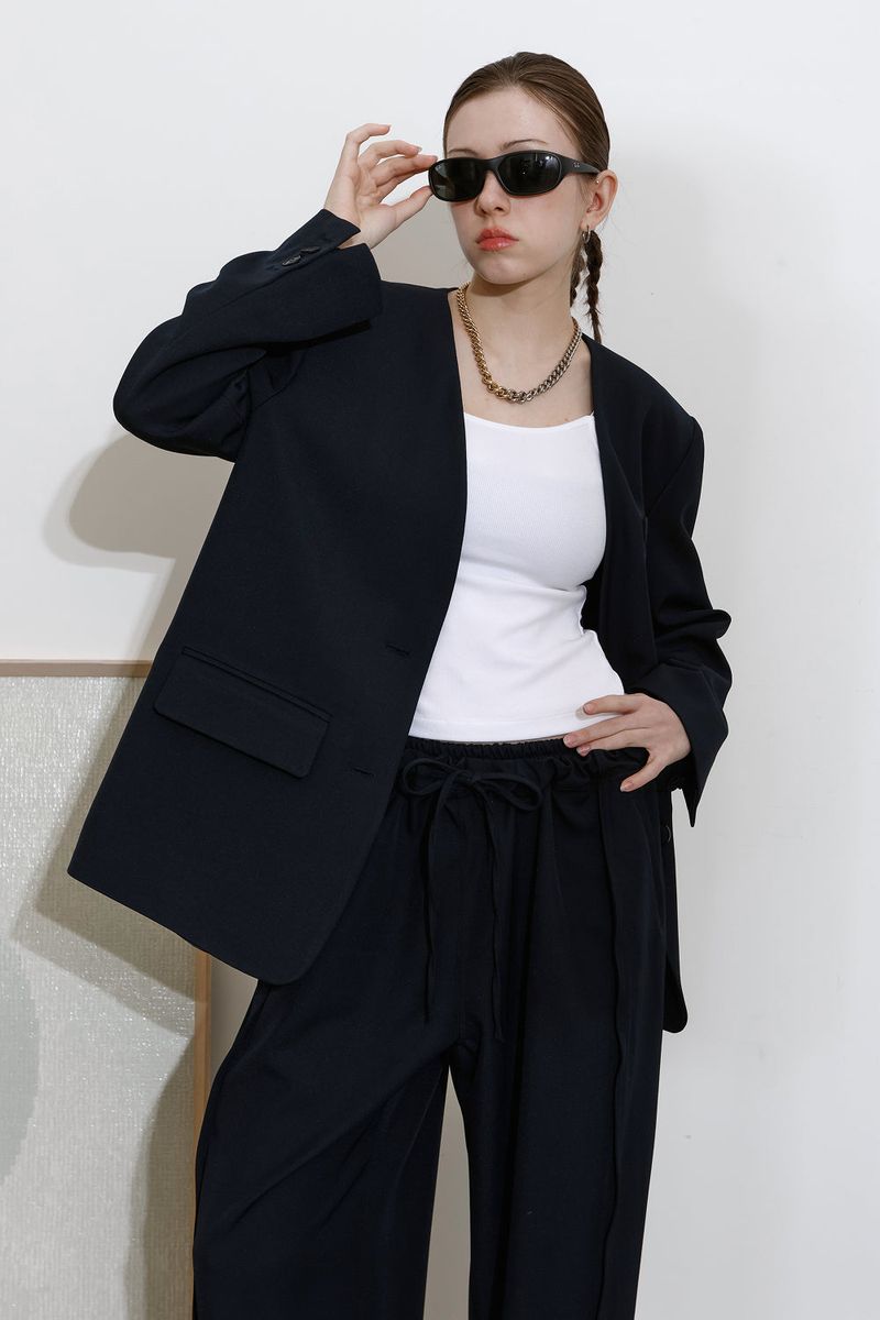 TAILORED WIDE PANTS_NAVY