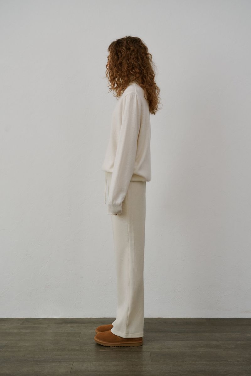 Corduroy boots cut pants (Ivory)