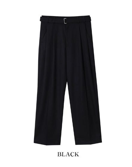 Andy Wool Belt Two Tuck Wide Slacks