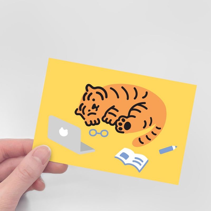 SLEEPY TIGER POST CARD