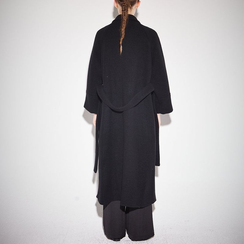 Balmacaan boucle coat black