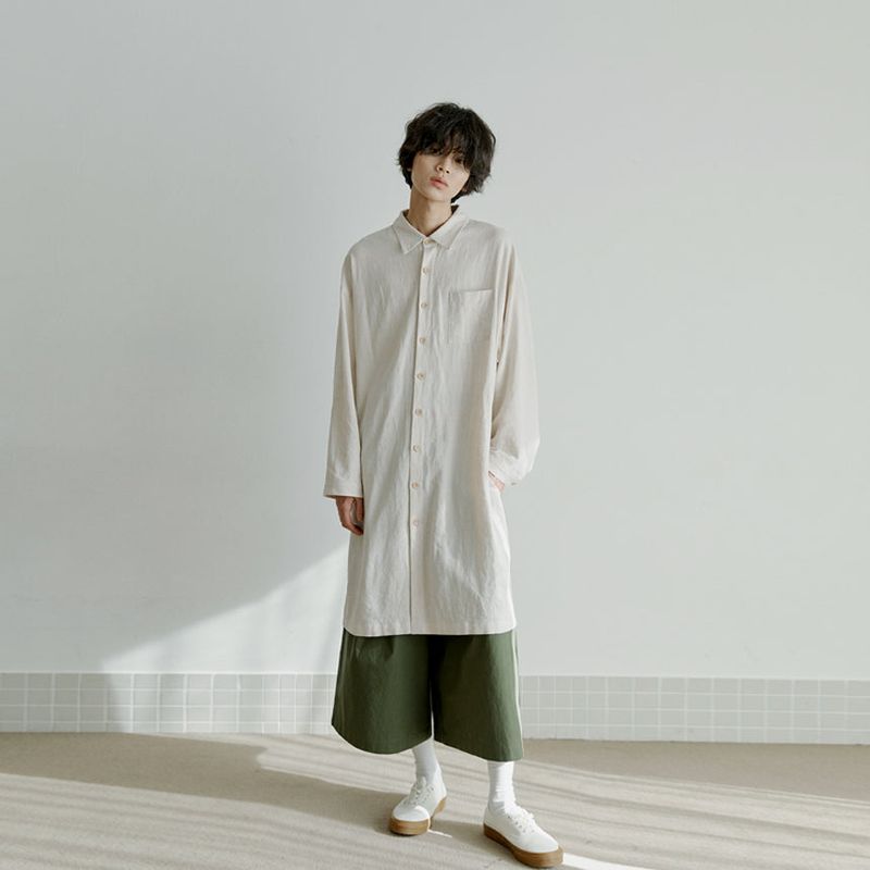 malen（マレン）の「unisex linen long shirts beige（Tops）」