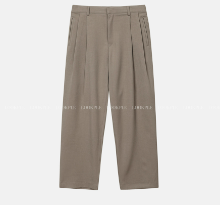 Deface Front Turtle Back Banding Wide Slacks