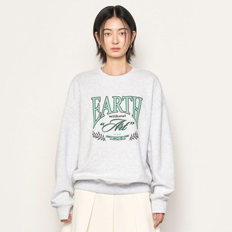 GENERAL IDEA（ジェネラルアイディア）の「UNISEX EARTH Graphic Over Sweat [WHITE MELANGE GREY]（Tops）」