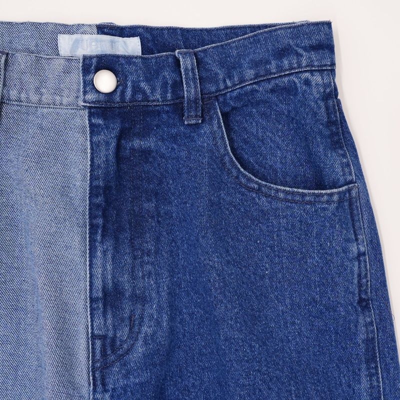 patchwork denim pants
