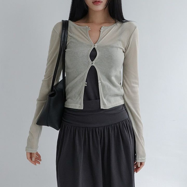 [Locabin] See-Through Round Cardigan - 6 Colors