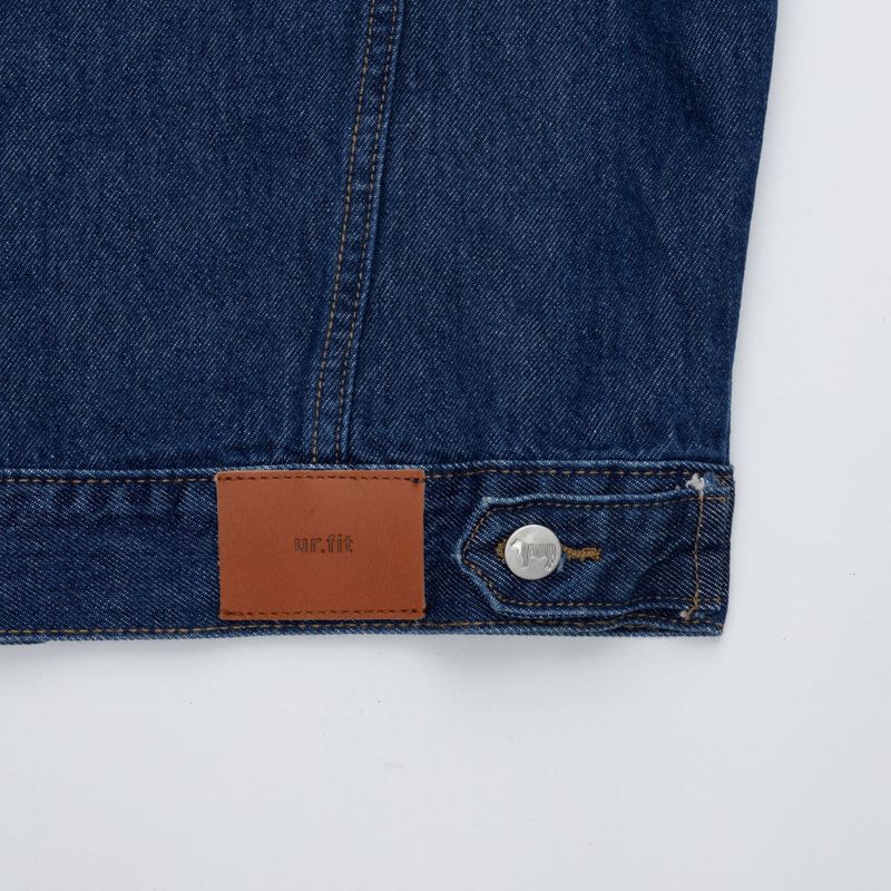 LOOSE FIT BACK LABEL POINT DARK DENIM JACKET [17707]