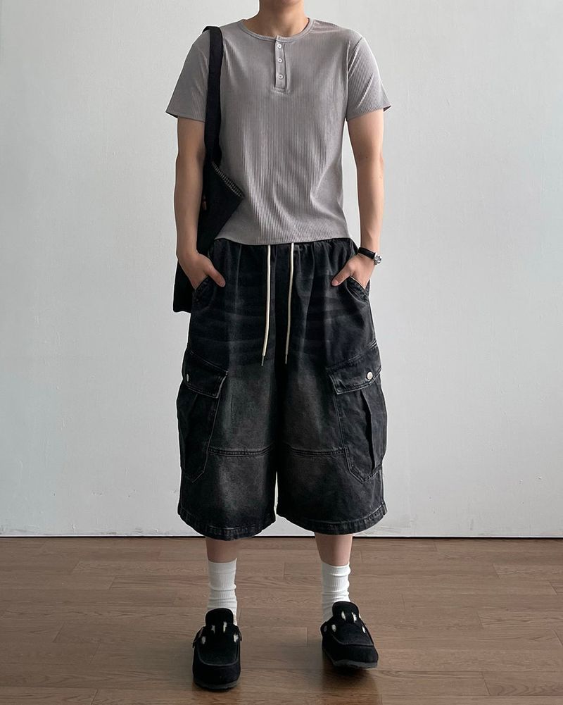 Stone Bermuda Denim Pants