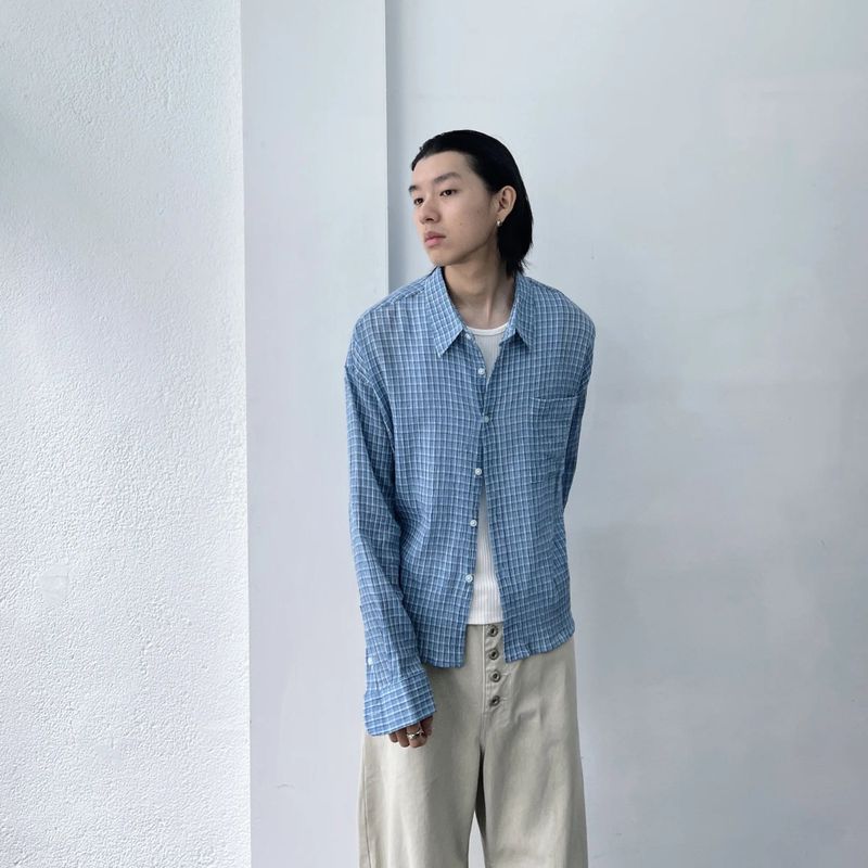 Soft Grid Oversized Shirt